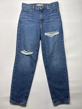 Levi's Women's High Waisted Mom Jean Blue Distressed Jeans - 28x27 (30x27)